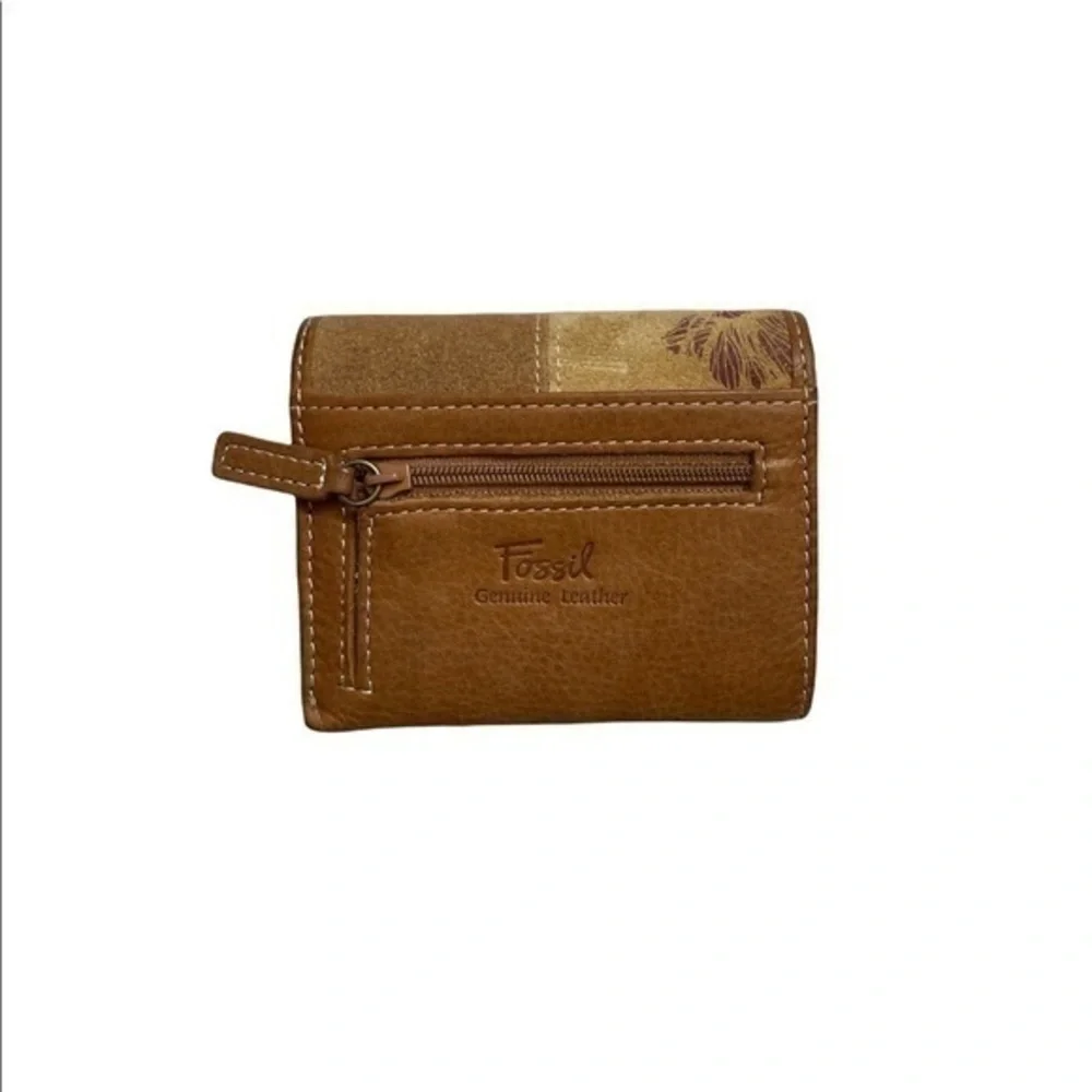 Fossil brown leather patchwork wallet